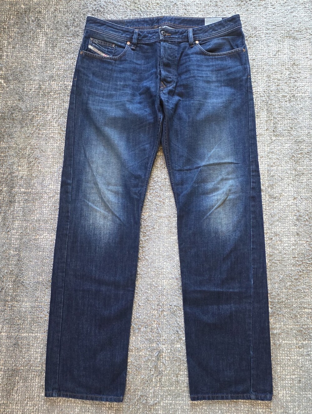 Diesel Larkee Regular Straight Jeans Mens 38x35 Dark Wash Button Fly Denim 0823G